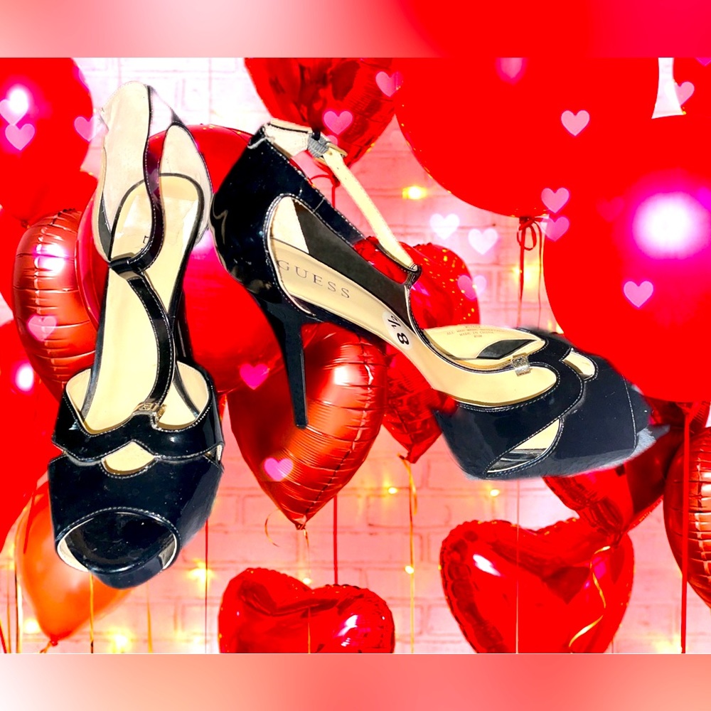 GUESS Patent Leather Peep Toe Heels 💋